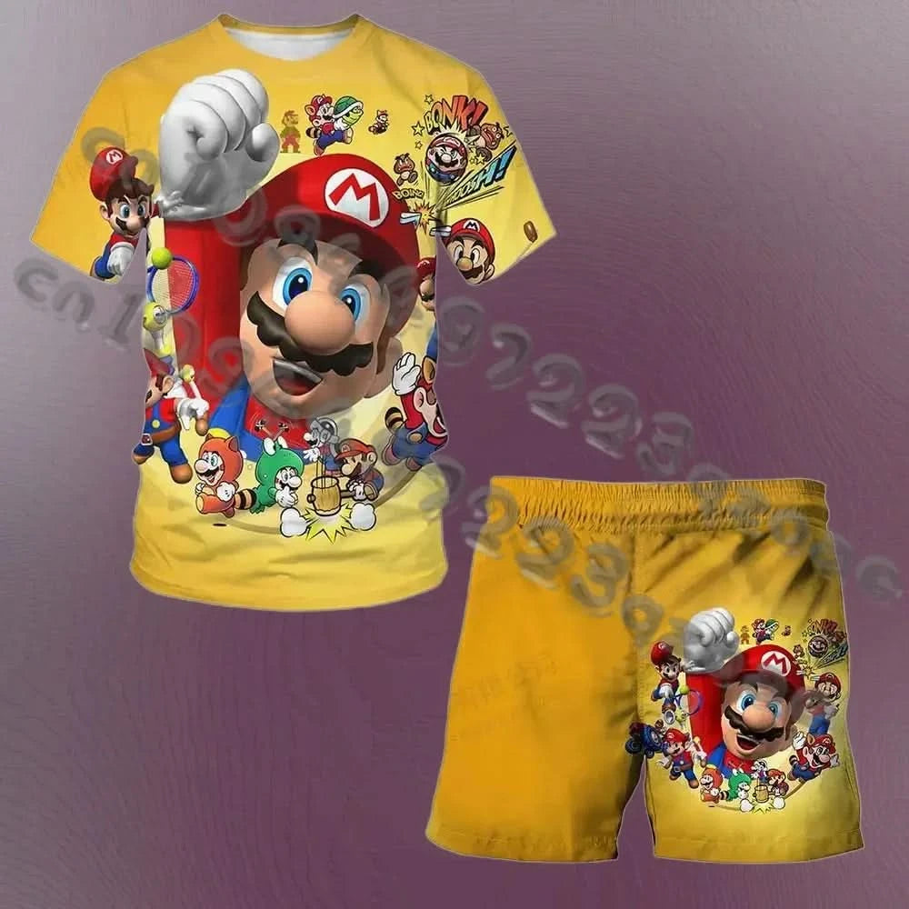 25/26 Sonic Fashion Cute Girl 3D Top T-shirt Short Sleeve+Shorts Two Piece Set Girls and Boys Children's Top Short Sleeve - M & M Global