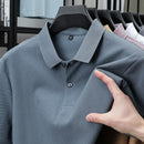 100% pure cotton boutique short sleeved high-end men's polo shirt summer high-quality solid color topsbusiness casual T-shirt