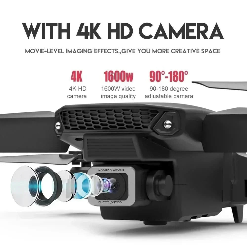 Professional Drone E88 4K Wide-Angle HD 1080P Camera WiFi FPV Height Hold Foldable RC Drone Quadrotor Helicopter Children's Toys - M & M Global