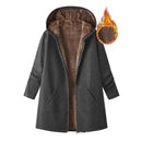 2025wish Women's Fleece Lined Hoodie Pure Color Long Sleeve Zipper Closure Comfortable Fit Sweatshirt for Autumn And Winter