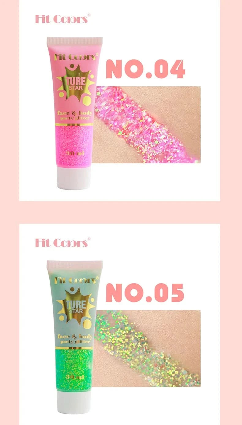 Facial&body Chameleon High Gloss Glitter Powder Long Lasting Waterproof Stage Party Glitter Eyeshadow Hair Face Body Glitter Gel - M & M Global