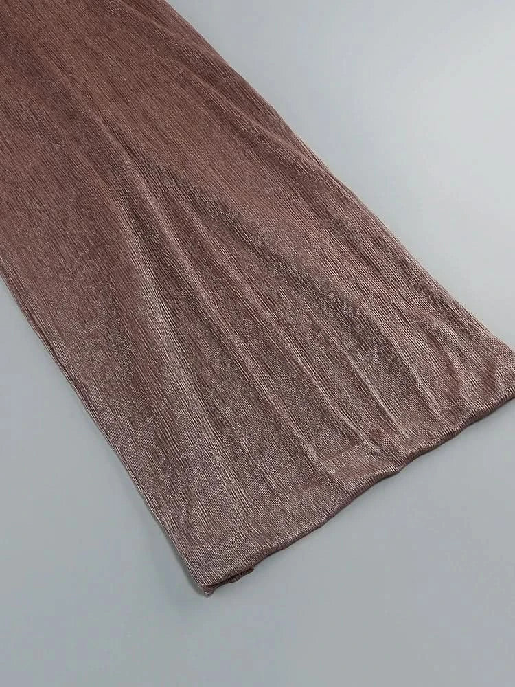 Sexy One Shoulder Draped Glitter Long Dress Women Brown Corset Sparkly Backless Bodycon Maxi Dresses Evening Party Gowns - M & M Global