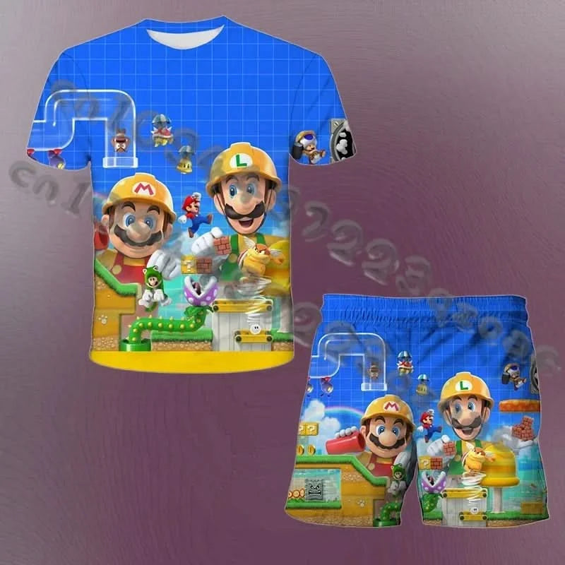 25/26 Sonic Fashion Cute Girl 3D Top T-shirt Short Sleeve+Shorts Two Piece Set Girls and Boys Children's Top Short Sleeve - M & M Global