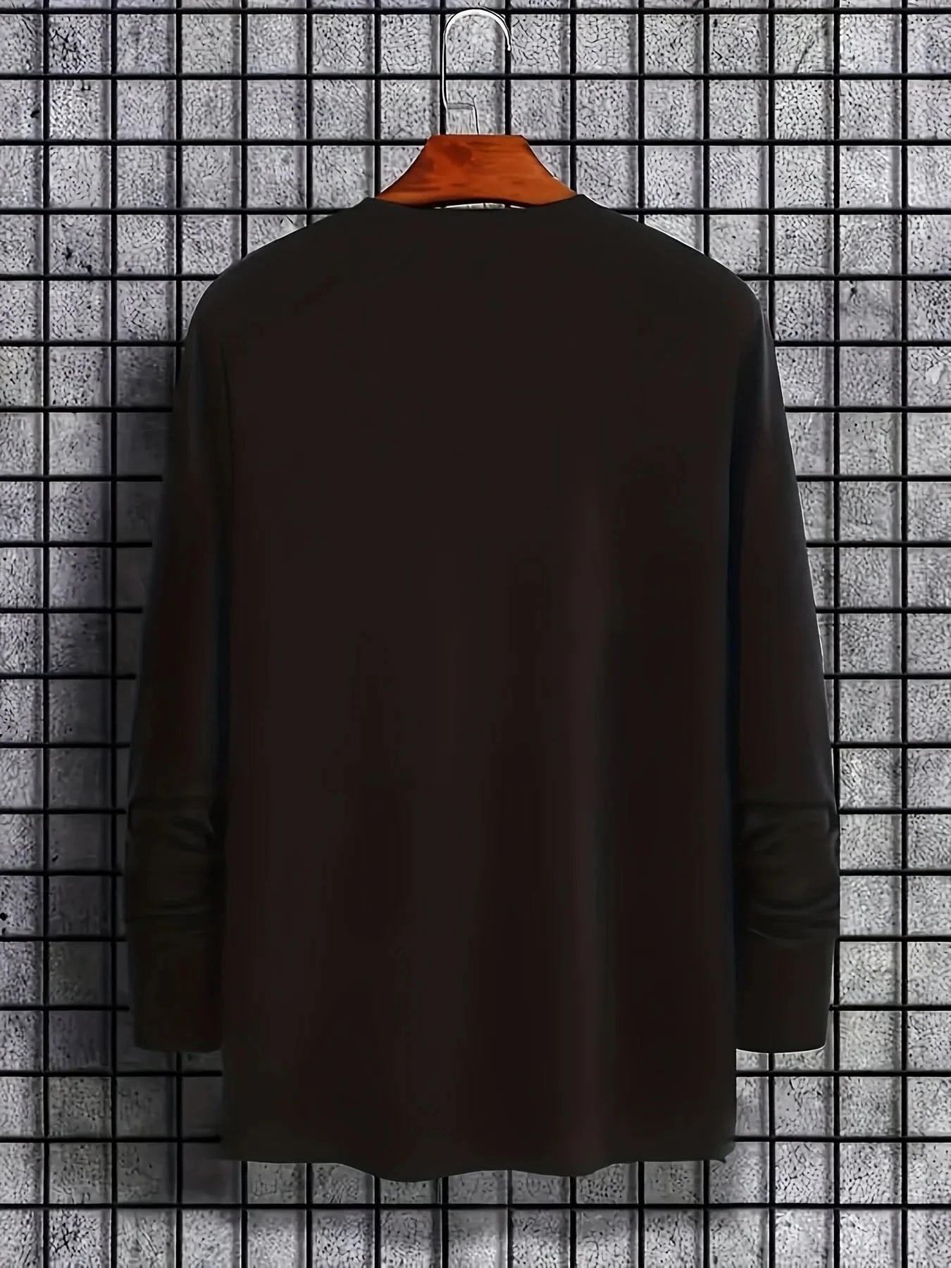 Men's 100% pure cotton loose fit plus size comfortable casual sports cross print round neck long sleeved T-shirt top - M & M Global