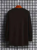 Men's 100% pure cotton loose fit plus size comfortable casual sports cross print round neck long sleeved T-shirt top - M & M Global