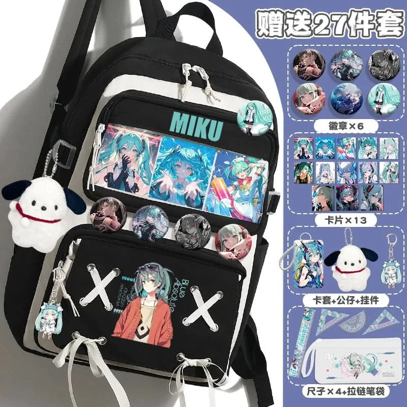Miku Future School Backpack for Girls 2025 New Fashion Print Youth Pain Bag Large Capacity Backpack for School - M & M Global