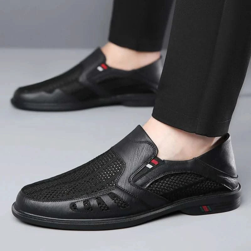Business Leather Shoes For Men Summer British Style Hight Quality Casual White Leather Shoes Male Slip On Men Loafer Comfortable - M & M Global