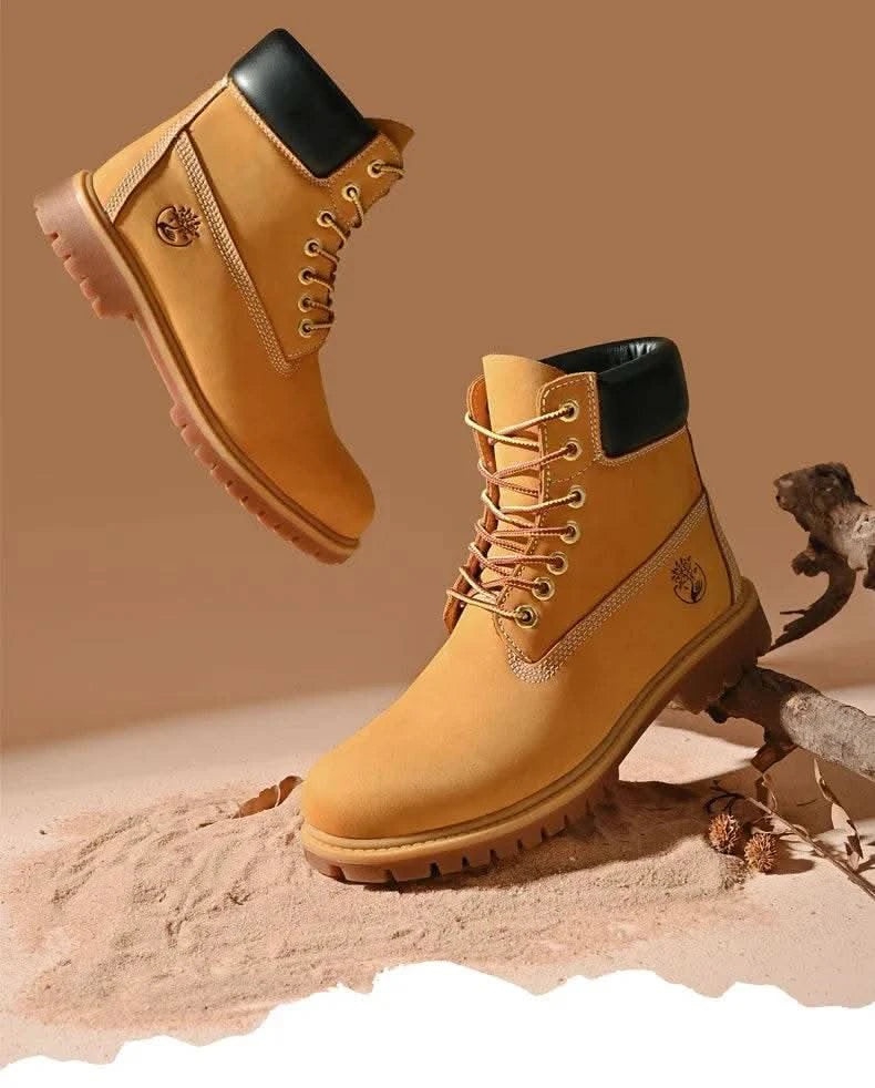 Boots Men High Top Boots High Quality Women Leather Shoes Fashion Outdoor Sneakers Men Lace Up Non-Slip Ankle Boots for Couple - M & M Global