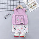 Summer Cute Cartoon 2PCS Kids Baby Boys Girls Cartoon Vest Top Shorts Pants Set Clothes Children Pajamas Girls Clothing Sets - M & M Global