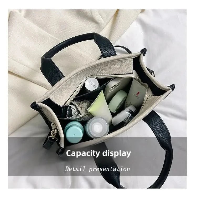 Hot Sale Of The Season New Women's PU Leather 3D Square Shoulder Bag Letter Tote Bag Color Block Fashionable Ladies Crossbody Ba - M & M Global