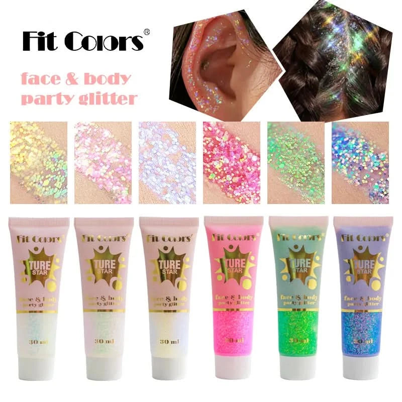 Facial&body Chameleon High Gloss Glitter Powder Long Lasting Waterproof Stage Party Glitter Eyeshadow Hair Face Body Glitter Gel - M & M Global