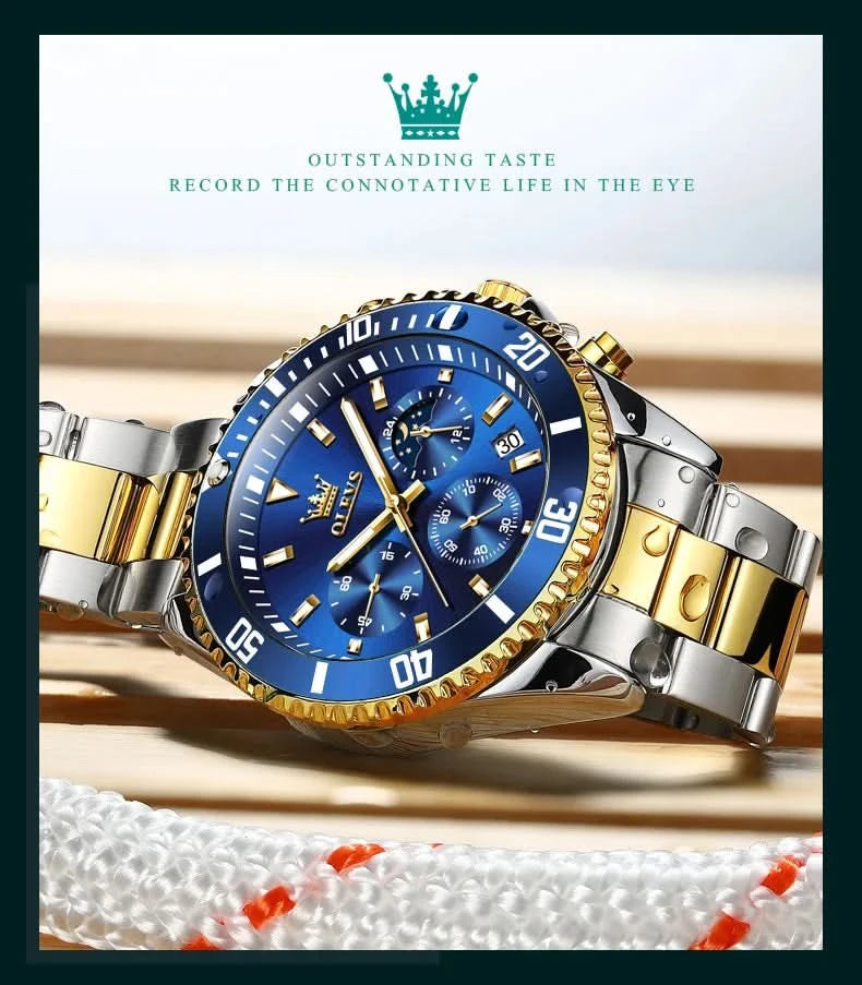 OLEVS Watches For Men Classic with Date Dress Luxury Big Face Waterproof Luminous Men's Wrist Watch Stainless Steel Men Watch - M & M Global