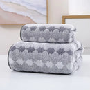 Soft Striped Bath Towel Set - Quick-Drying Absorbent Microfiber Face & Hand Towels for Bathroom, Home Spa - 70x140cm & 35x75cm - M & M Global