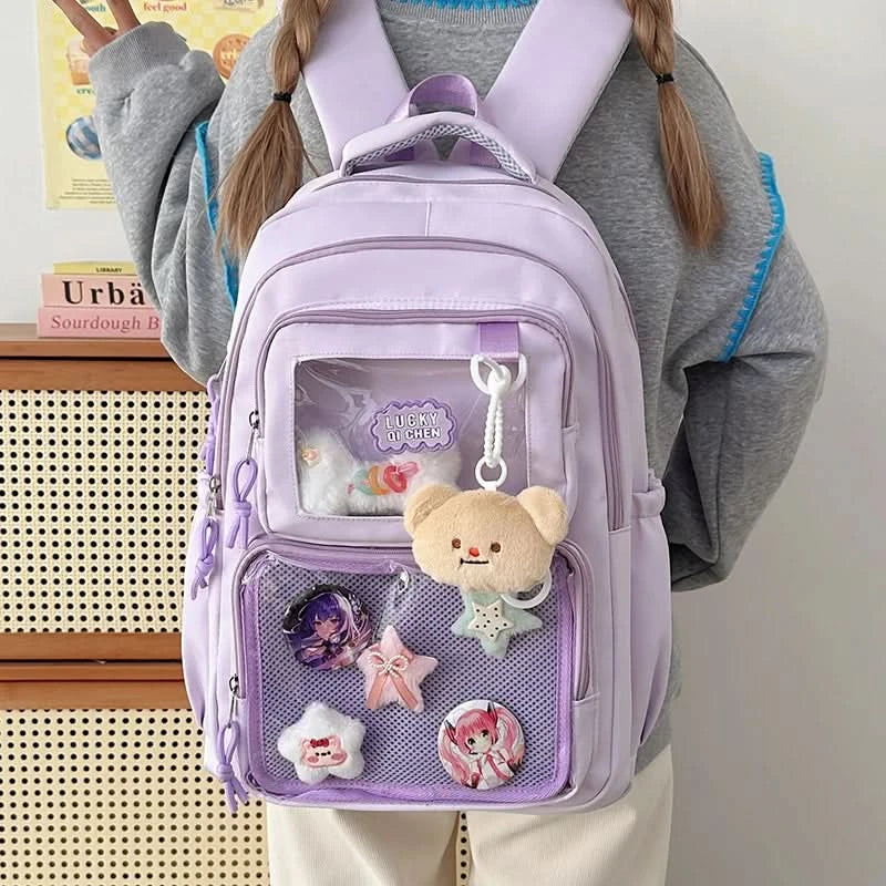 Japanese Style Kawaii Backpack Girls Transparent Ita Bag Women Large Capacity Backpack Fashion School Bag for College Student JK - M & M Global