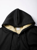 Men's Lambswool Zipper Hoodies Jackets Winter Outdoor Fleece Lining Warm Windproof Hooded Sweatshirts Men Casual Jackets Coats