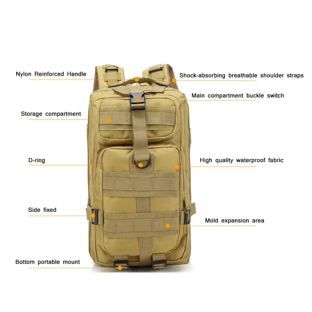 Military Tactical Backpack Army Day Assault Pack Rucksack Molle Bag Bug Out Bag - M & M Global
