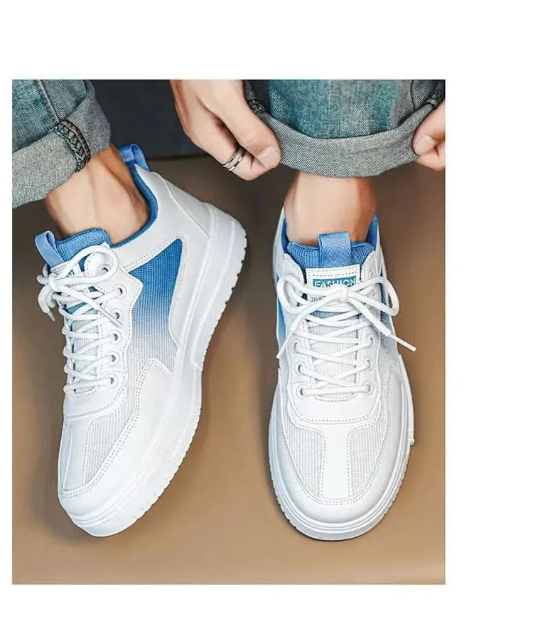 Versatile white shoes men's new 2025 summer casual breathable mesh board shoes fashionable sports height increasing men's shoes - M & M Global