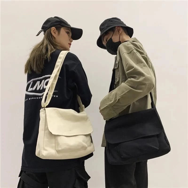 Women's Casual Canvas Messenger Bag Minimalist Crossbody Shoulder Sling Handbag for Students - M & M Global