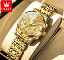 OLEVS Women's Watches 2858L Trend Fashion Original Quartz Watch for Lady Waterproof Luminous Date Stainless Steel Chronograph