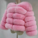 DEAT Fashion Orange Imitation Fox Fur Grass Coat Women's Round Neck Plush Thick Jacket Winter New 7A1578