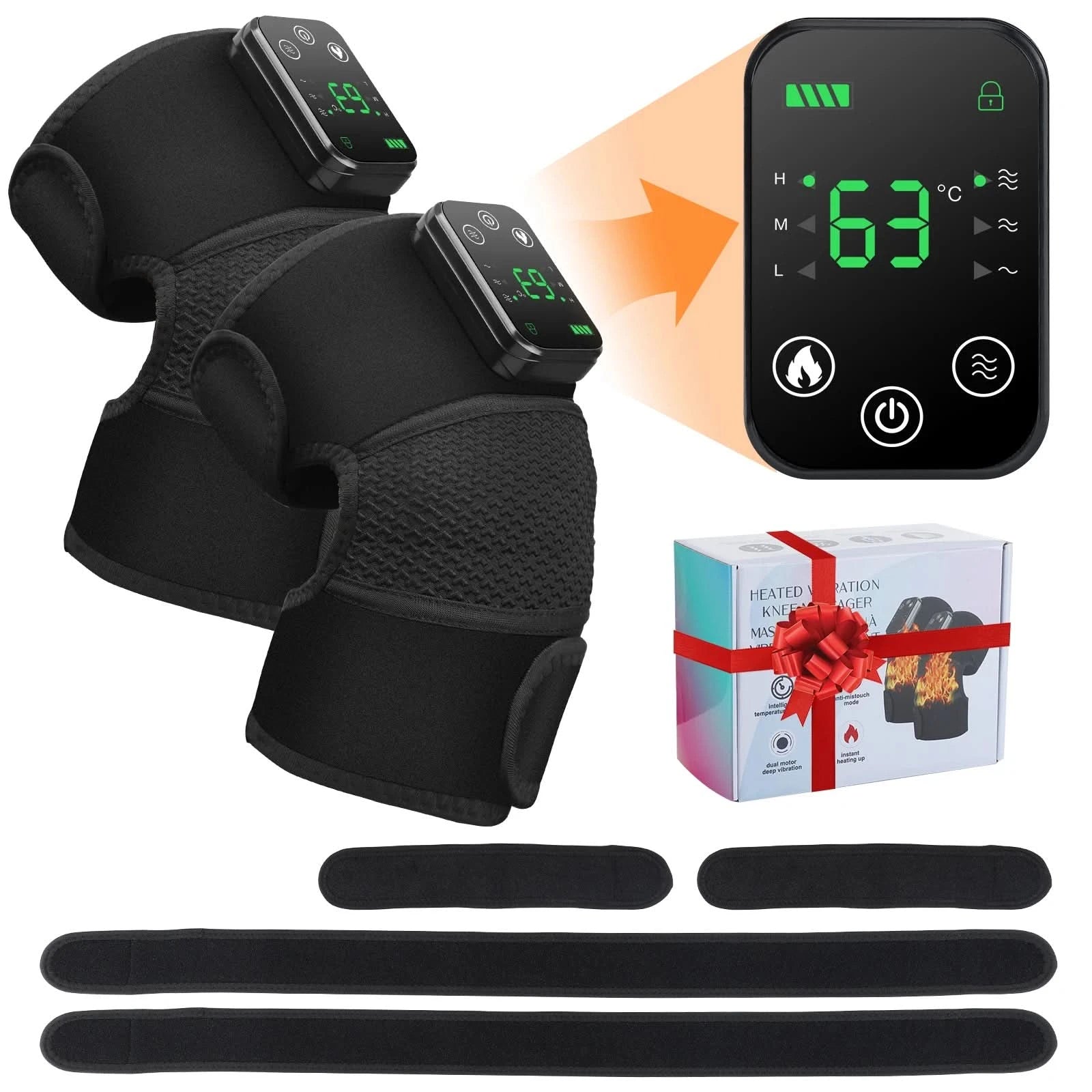 Thermal Knee Massager 3 in 1 Shoulder Knee Elbow Heating Massage Support Brace Rechargeable Vibration Pad Arthritis Muscle Relax - M & M Global
