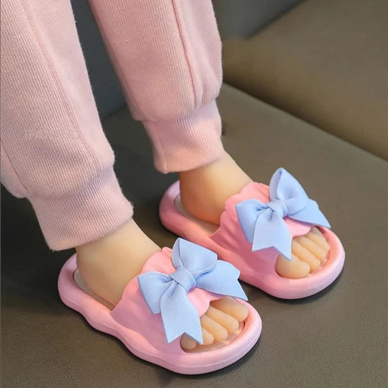 Summer New Kids Home Shoes Anti Slip Soft Sole Girls Bath Slipper Cartoon Cute Flower Bow Princess Slippers Children Beach Shoes - M & M Global