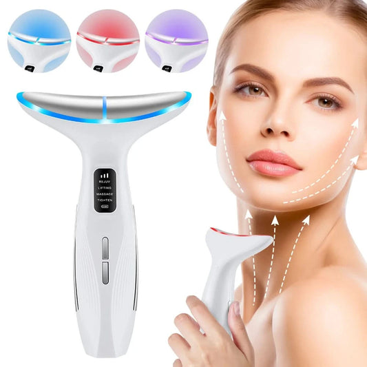EMS Micro-current Neck Face Beauty Device LED IPL Skin Rejuvenation Cleaning Double Chin Removal Facial Lifting Firming Massager - M & M Global
