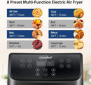 5.8Qt Digital Air Fryer, Toaster Oven & Oilless Cooker, 1700W with 8 Preset Functions, LED Touchscreen, Shake Reminder, Non-stic - M & M Global