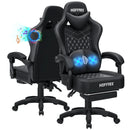 Gaming Chair with bluetooth Speakers RGB LED Lights Ergonomic Massage Video Game Chair with Footrest High Back w/ Lumbar Support