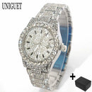 2025 Hot Fashion Gold Watches Women Luxury Stainless Steel Elegant Iced Diamond Jewelry Quartz Wristwatch Ladies Dropshipping - M & M Global