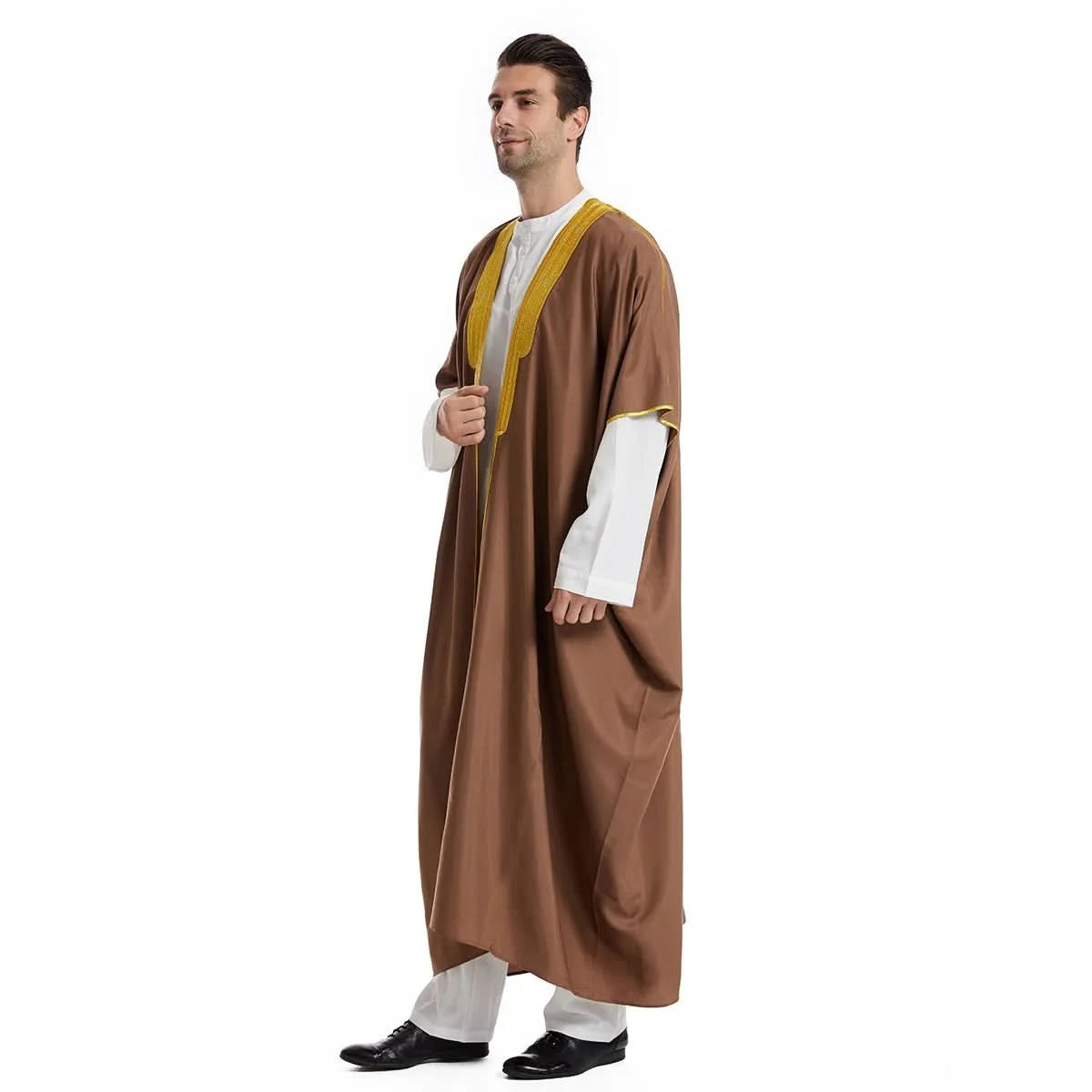 Muslim Arab Men Thobe Thawb Caftan Eid Jubba Thobe Mens Cardigan Abaya Long Dress Ramadan Robe Saudi Arab Musulman Caftan Dubai - M & M Global