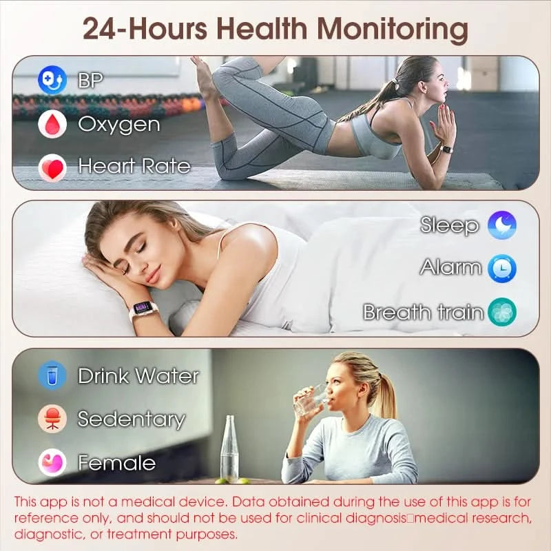 Smart Watch -for Women Stylish Fitness Tracker with Heart Rate Monitor, Message Notifications, Multi-Sport Mode, Music Playback