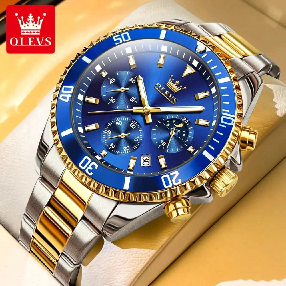 OLEVS Watches For Men Classic with Date Dress Luxury Big Face Waterproof Luminous Men's Wrist Watch Stainless Steel Men Watch - M & M Global