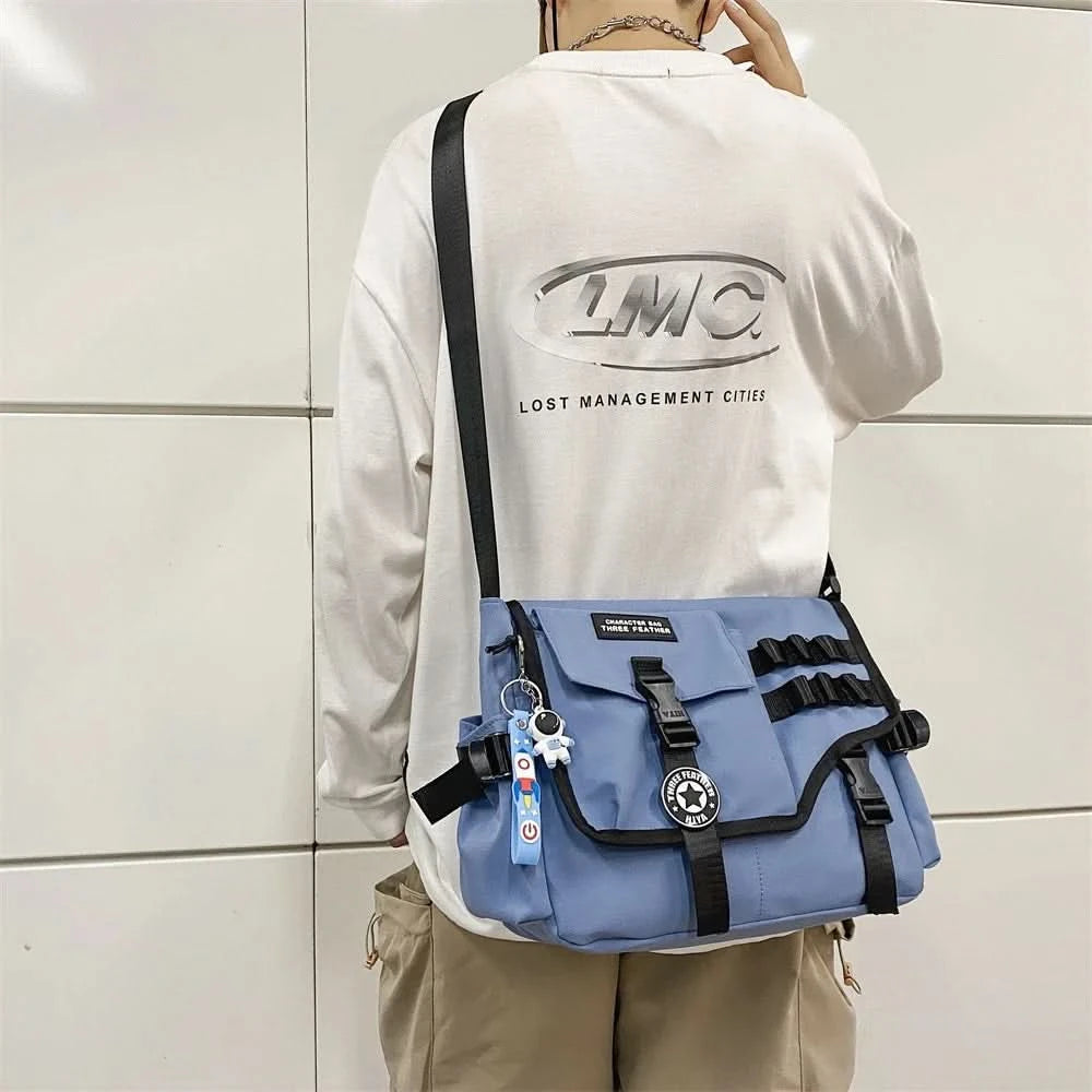 Unisex Nylon Fabric Messenger Bags Multi Pockets Large Capacity Shoulder Shopper Tote Bag Student School Satchels Female Handbag - M & M Global