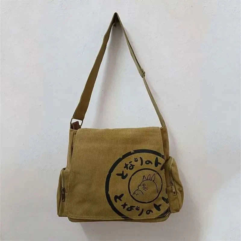Canvas Messenger Handbag Simple Large Capacity Artistic Washed Women Oblique Straddle Canvas Bag Leisure Shopping Women Handbag - M & M Global