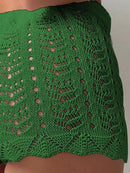 Polyester100.00% Hollow Drawstring Open Waist Knitted Bikini Blocked Women's Shorts - M & M Global