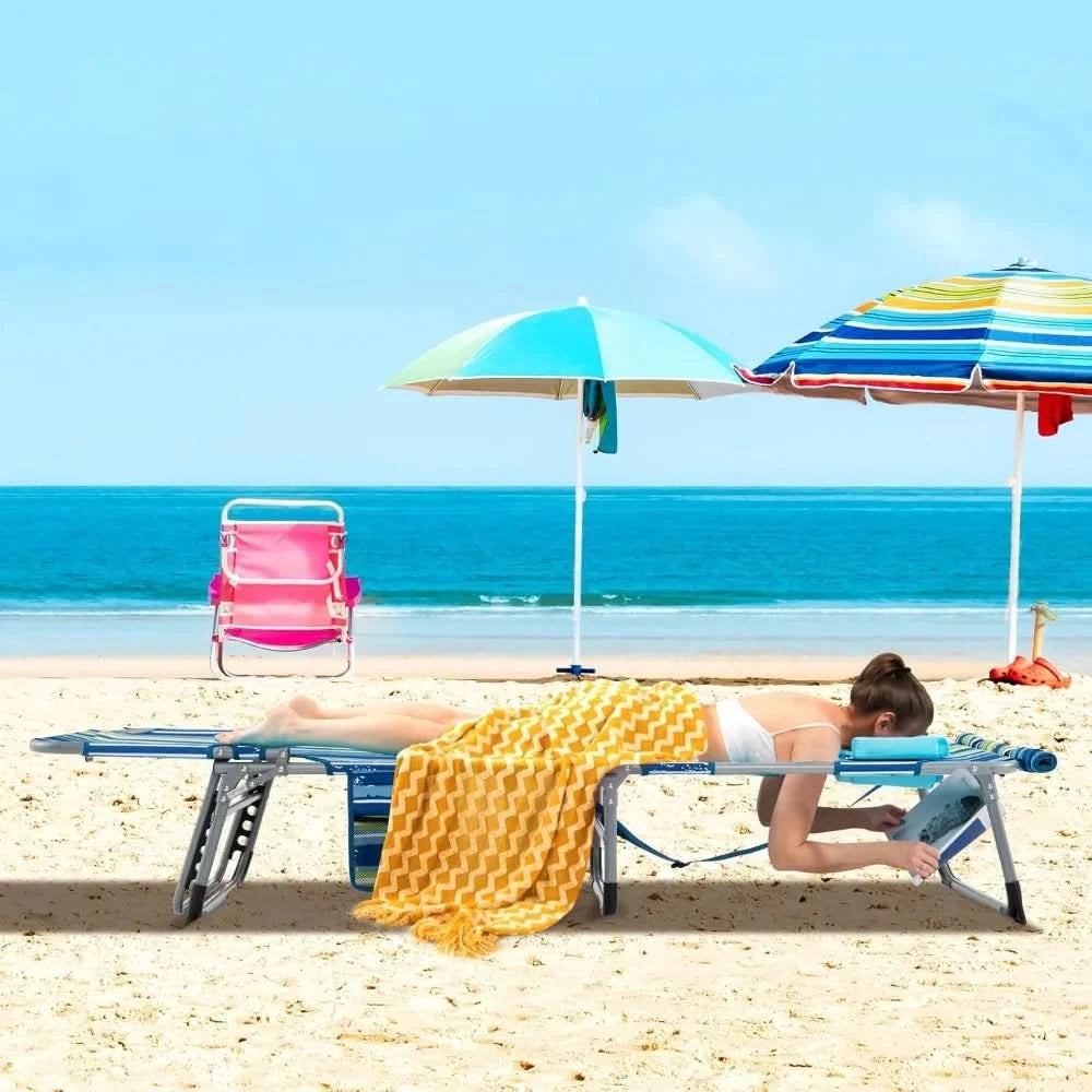 Tanning Chair, 400LBS Beach Lounge w/Face Arm Hole & Hand Shoulder Strap, Folding Layout Sunbathing Chair, Face Down Outdoor