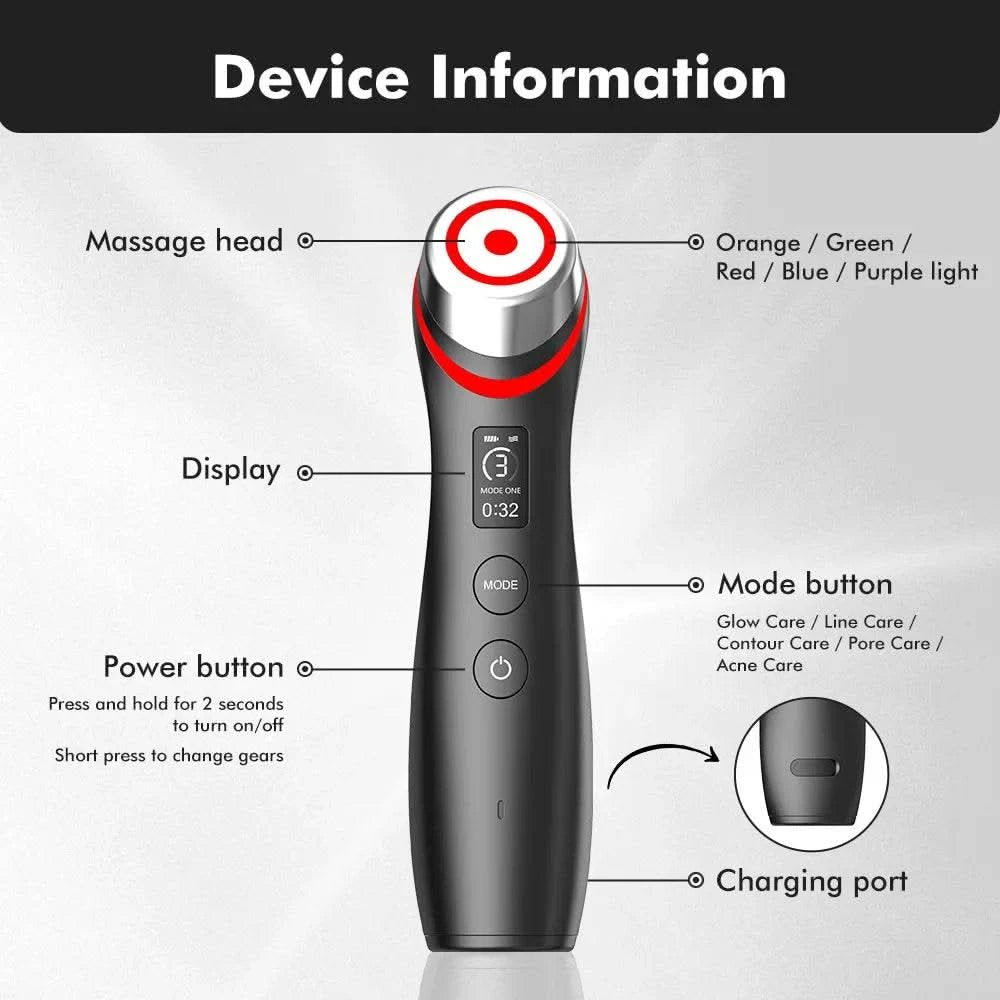 6 in 1 Age Booster Skin Care Facial Glow Booster Beauty Device Facial Skin Care Tools Anti Aging Microcurrent Lift Face Care - M & M Global