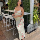 Dulzura Floral Print Strap Midi Dress For Women Bodycon Sexy Party Clothes 2024 Summer Long Dress Y2K Clothes Evening Holiday - M & M Global
