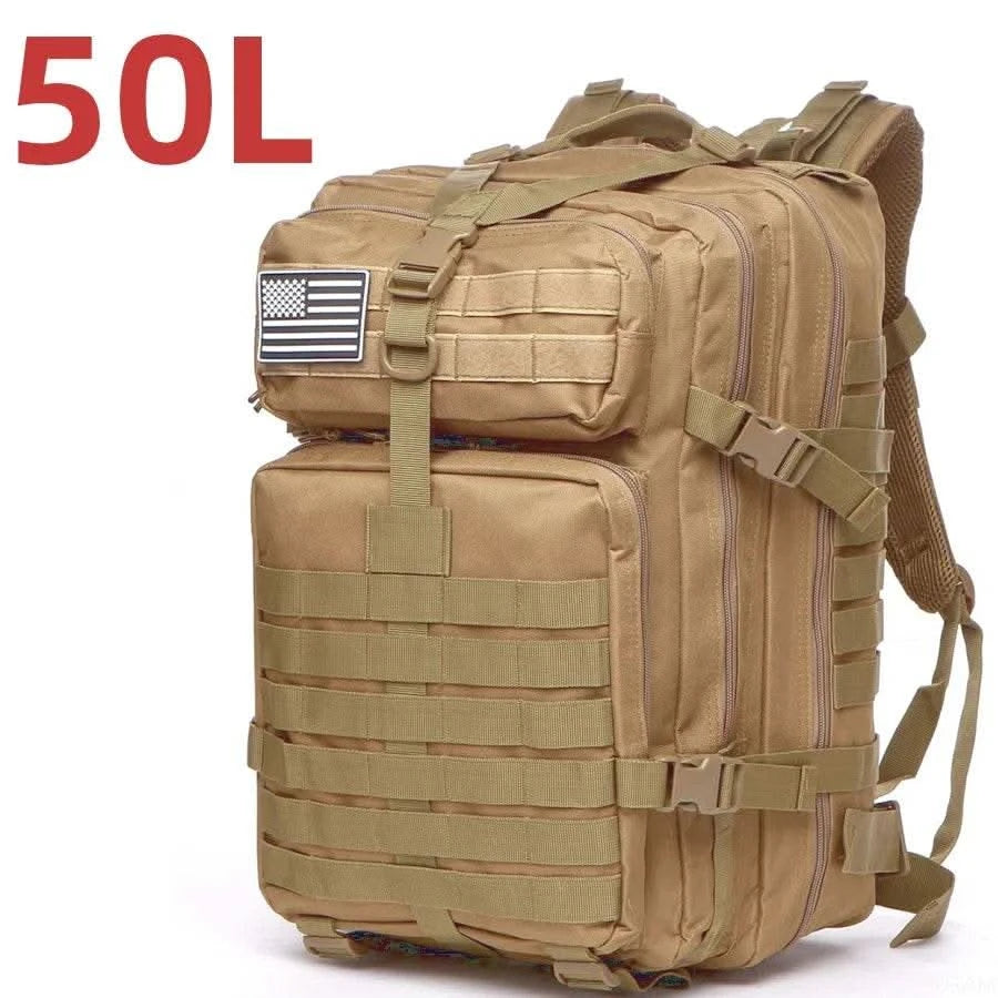 25L/50L Sturdy Nylon Waterproof Tactical Sports Trekking Fishing Hunting Camping Hiking Bag Backpack Outdoor Rucksacks - M & M Global