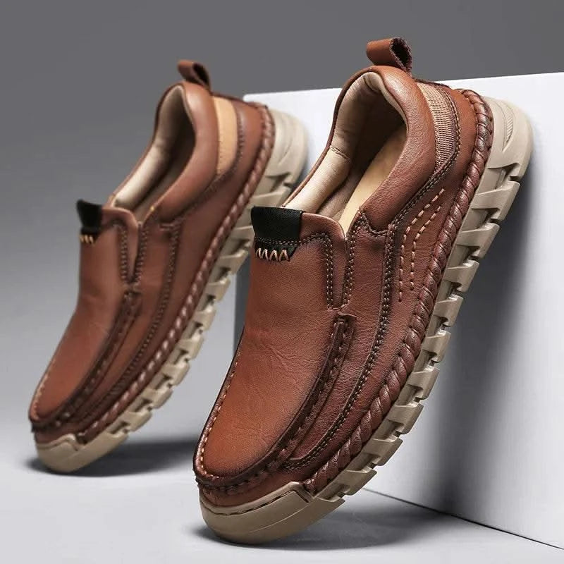 2024 Retro Loafer Genuine Split Leather Classic Shoes Sewing Comfortable Men Casual Slip-on Club Party Shoe Spring Summer - M & M Global