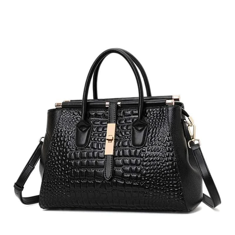 Aidrani Genuine leather women's handbag, fashion crocodile pattern design, high-end luxury cowhide bag large capacity - M & M Global