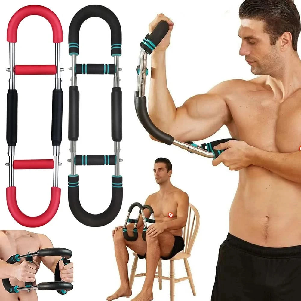Twister Arm Exerciser with Foam Handle Adjustable Spring Workout Bar Forearm Triceps Chest Expander Portable Fitness Equipment - M & M Global