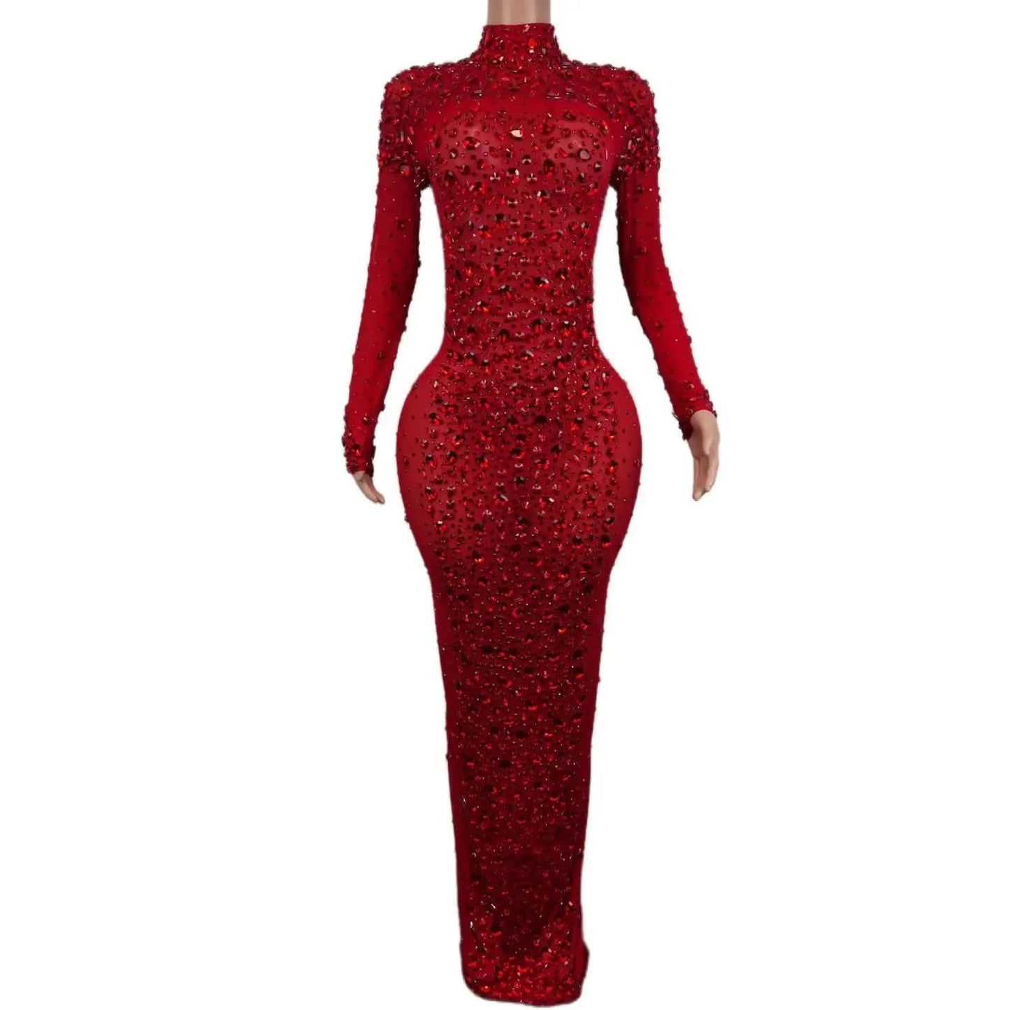 Sexy Party Banquet Evening Dresses Women Sparkly Rhinestone Long Dress Nightclub Singer Stage Costume Festival Clothing Cuixing - M & M Global
