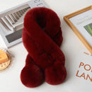 1pc Plush Cross Scarf Faux Rabbit Fur Thickened Plush Ball Thermal Scarf Thick Winter Women Neck Warmer Collar Neckerchief