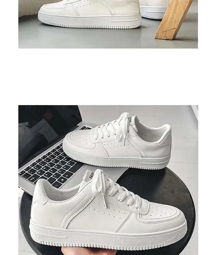 Casual Men's Sneakers Autumn 2025 New Style Winter Pure White Fiberglass Synthetic Lining Rubber Sole Unisex Leisure Shoes - M & M Global
