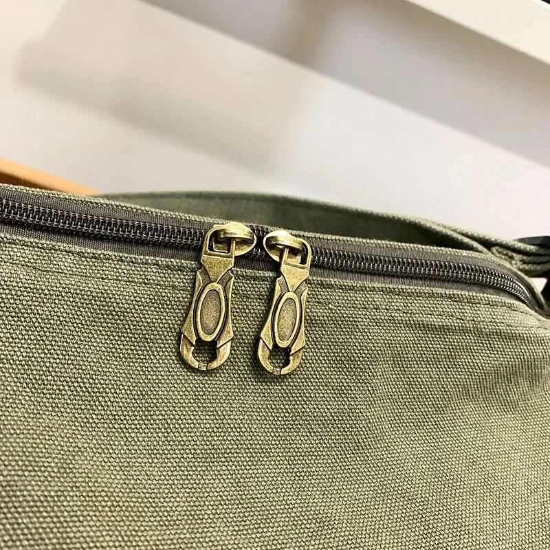 Vintage Style Canvas Messenger Bag Casual Travel Crossbody Bag Retro Large Capacity Shoulder Bag Multi Pocket Shoulder Bag - M & M Global