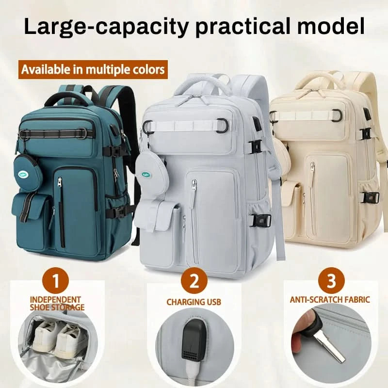 Fashionable large capacity multi pocket multifunctional outdoor travel backpack, handbag hiking bag suit - M & M Global