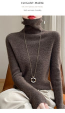 Autumn And Winter Knitted Pullover High-Neck Sweater, High-Elasticity, Fashionable And Comfortable Long-Sleeved Women's TopRY128