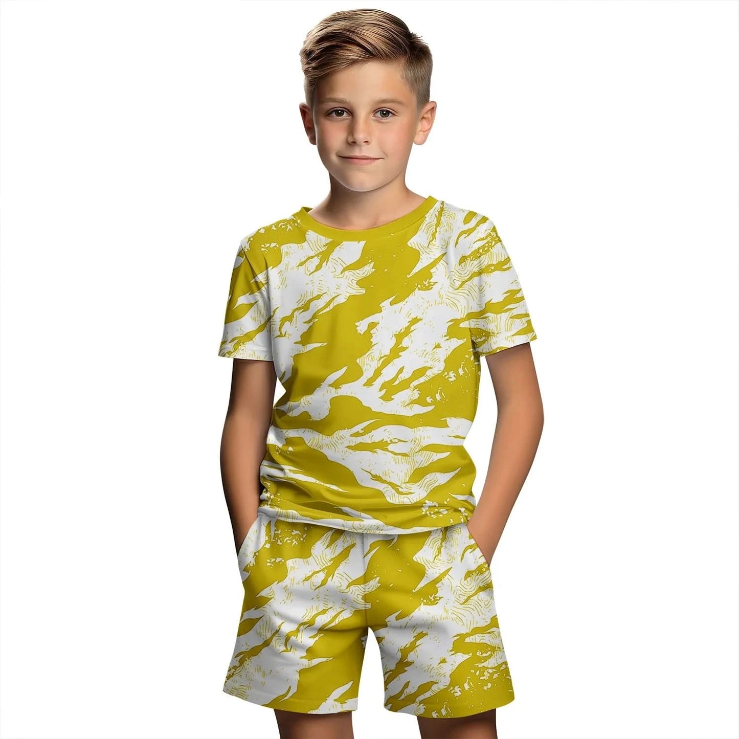 Children's Clothing Suit For Boy Summer Short Sleeve T-Shirt Set Shorts Child Clothing 3D Print Casual Boy Girl Children's Sets - M & M Global